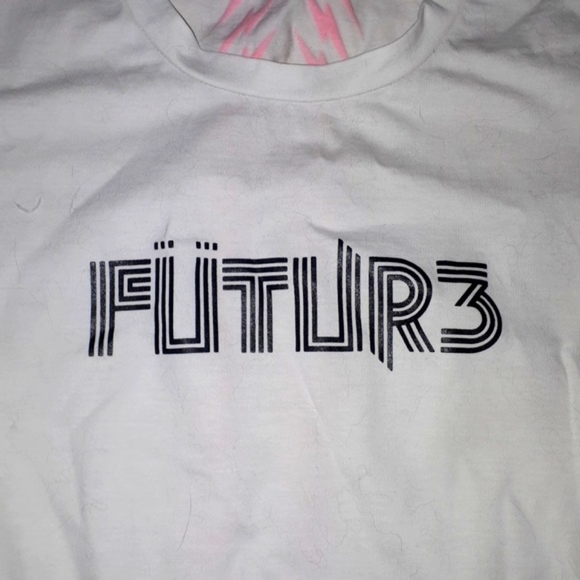 Diesel "future" white t-shirt with neon pink lightening spine sz small - Picture 3 of 10
